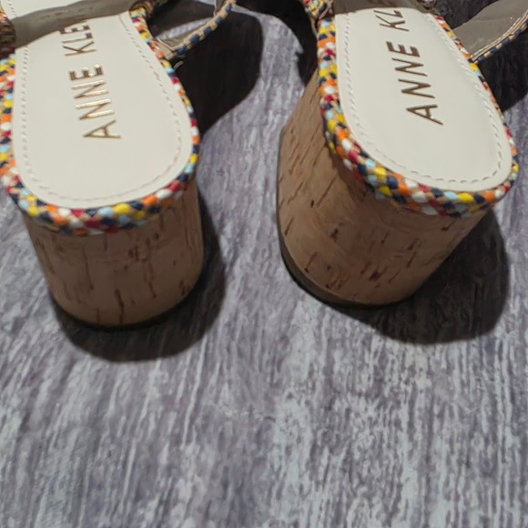Anne Klein Beae Woven Wedge SandalsMulticolored Strappy Cork Heel Buckle 6 1/2 - Picture 11 of 14
